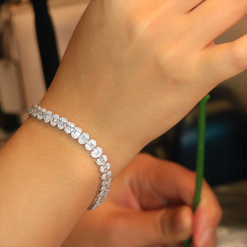 S0d7d6669f07c43ad8ebba7a25dffffe0d Aazuo 18K Premium Jewelry White Gold Natural Diamond 3.5ct Oval Shape Bracelet For Woman Upscale Trendy Wedding Engagement Party