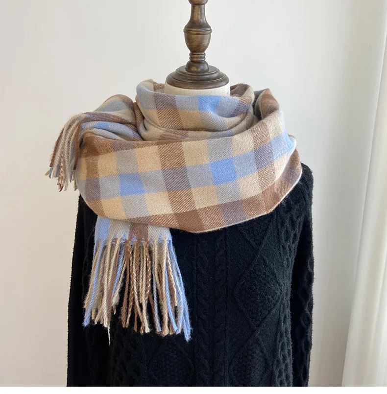 2025 Pamwallymensa Women's Scarf Winter Luxury Brand Tippet Scarves for Ladies Plaid Shawls Warm British Style Thicken Man