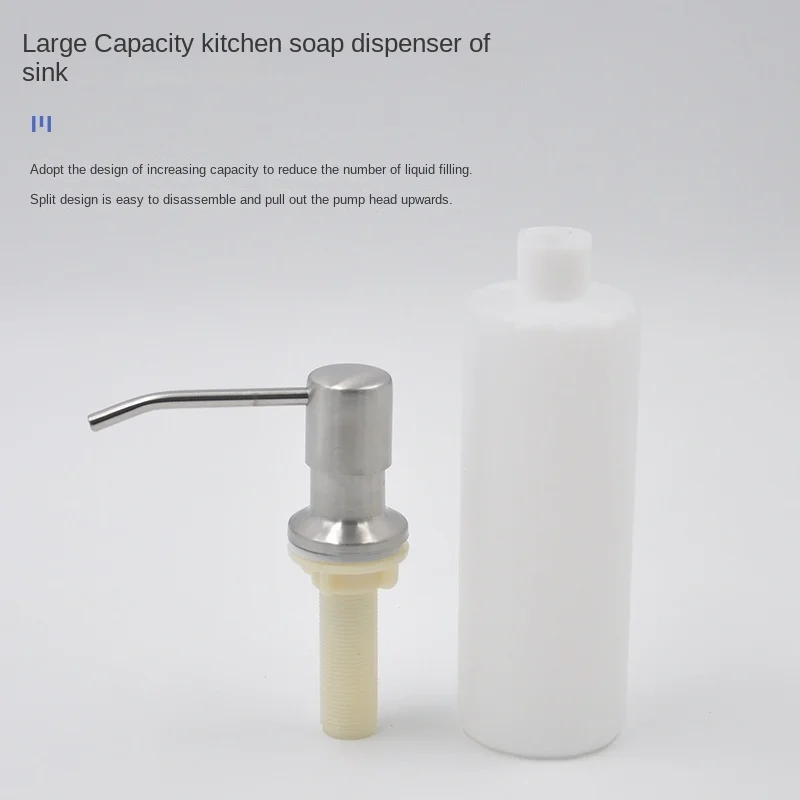 Stainless Steel Head Kitchen Sink Soap Dispenser 300ML ABS Pot Detergent Liquid Soap Lotion