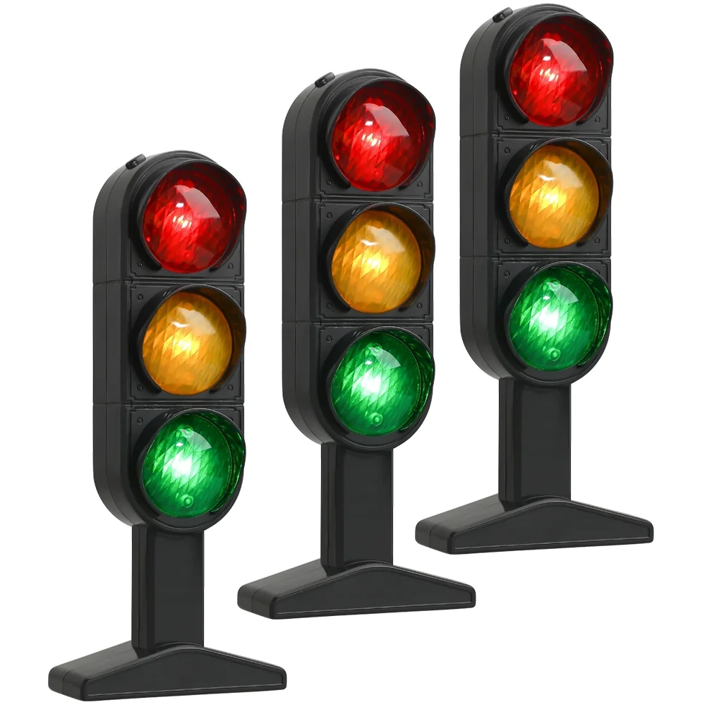 

3Pcs Kids Traffic Light Simulated Traffic Light Traffic Education Model Traffic Stop Sign Models