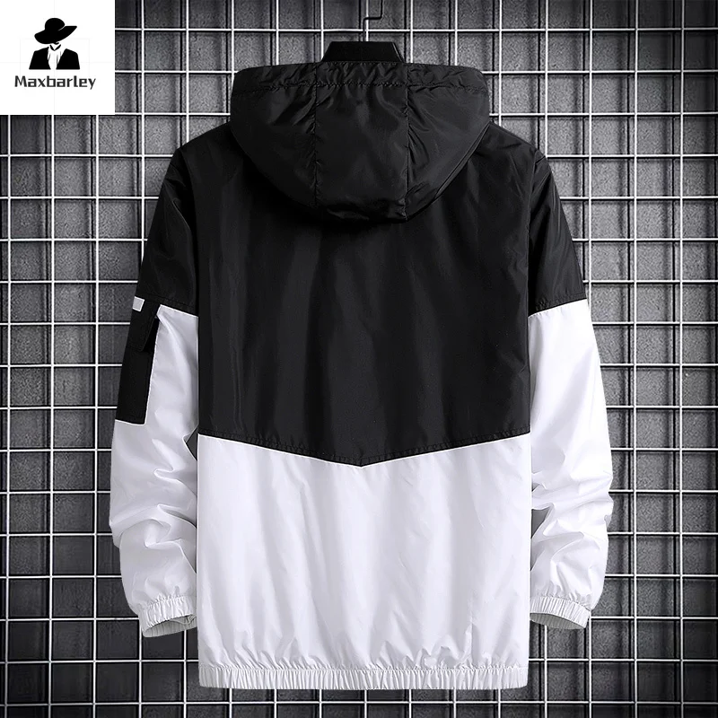 2024 Men's Skin Windbreaker New Autumn Fashion Outdoor Lightweight Hooded Sports Coat Casual Running Men's Sun Protection Jacket