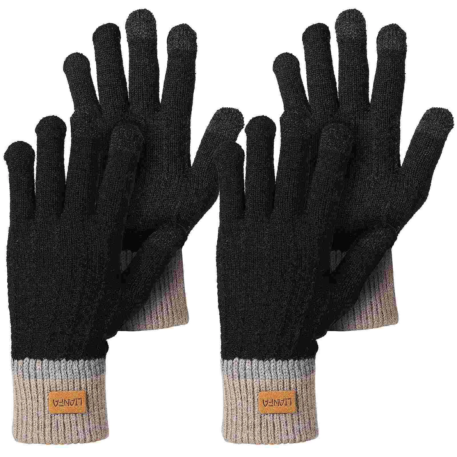 

2 Pairs Gloves Thermal for Men Mittens Women Touchscreen Soft Fleece Comfortable