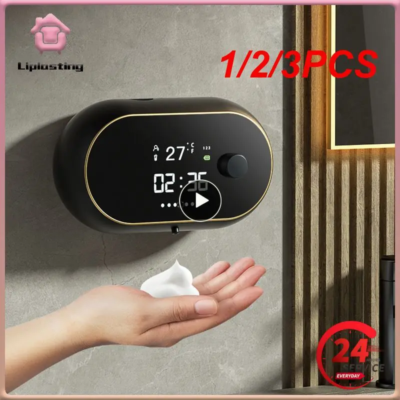 

1/2/3PCS Automatic Foam Soap Dispenser Touchless Sensor USB Charge Foam Machine Time Temperature Display Wall Mount Hand