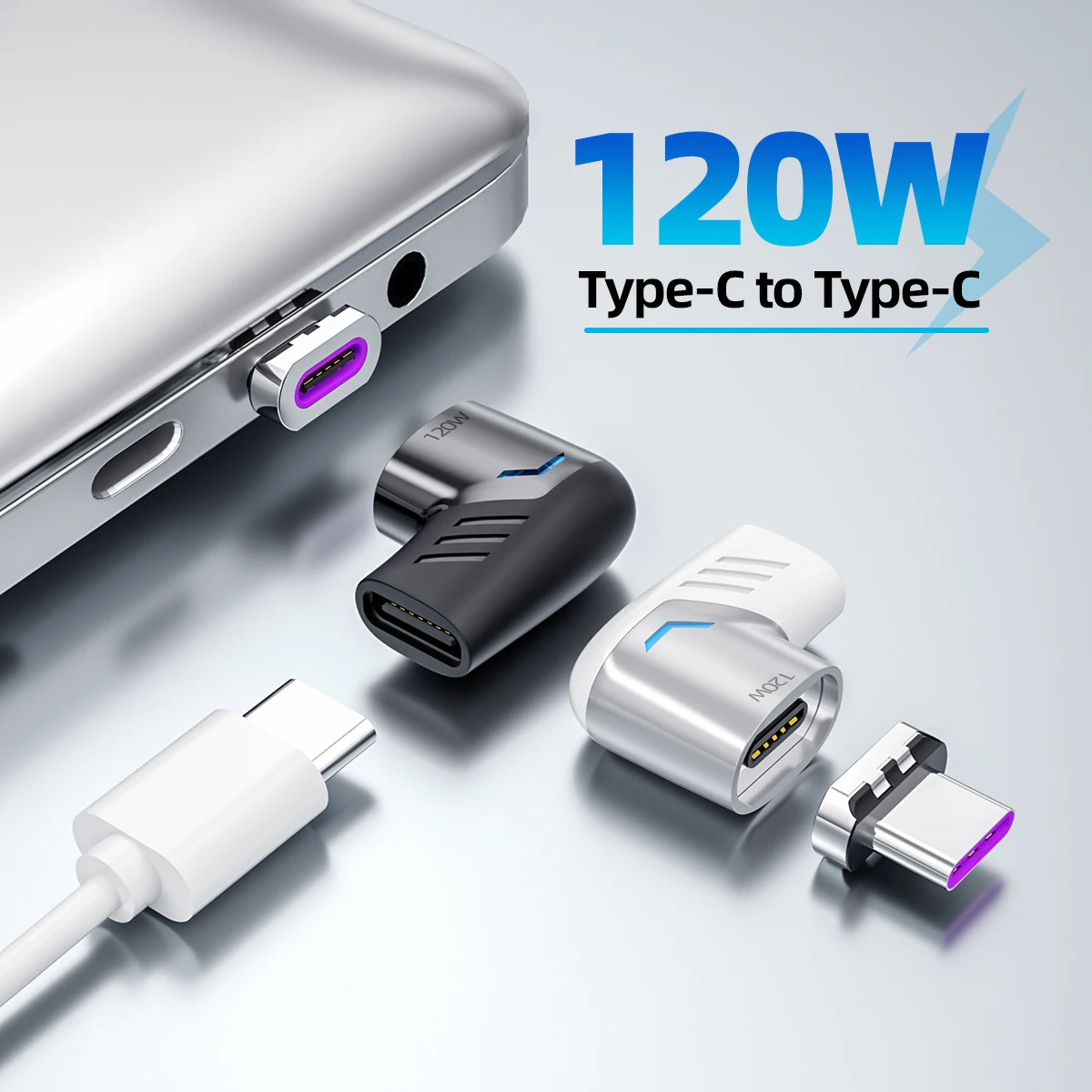 Fast Charging 120W Usb C To Type C Magnetic Adapter Usb Type Magnet Converter Magnetic Cable Right Angle Usbc Connector magnetic cable converter