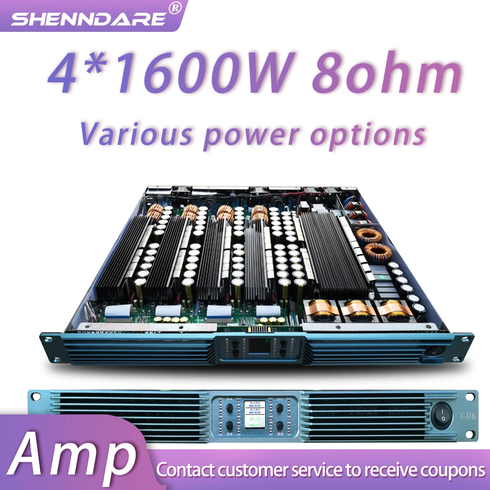 

ShennDare 4x2800W Audio Professional Power Amplifier 4 Channels 1U Subwoofer Amplifier Class D Line Array Speaker Preamplifier