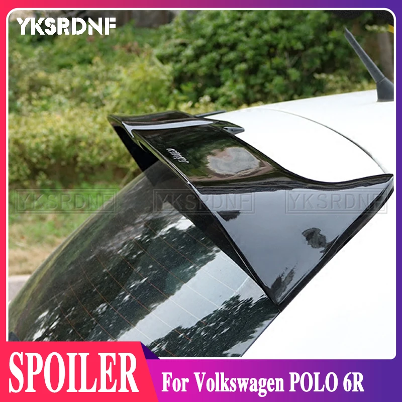 Nero Lucido Per Vw Polo Mk5 6R 6C Wrc 2011-2017 Car Rear Trunk Wing Lip Spoiler Rear Roof Spoiler Wing Car Trunk Spoiler