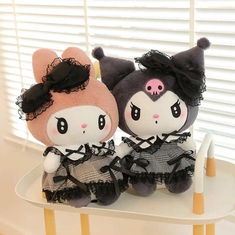 

New Cartoon Sanrio Kuromi My Melody Dark Gothic Style Plush Toys Children's Doll Toys Cute Girls Plush Dolls Girls' Gifts
