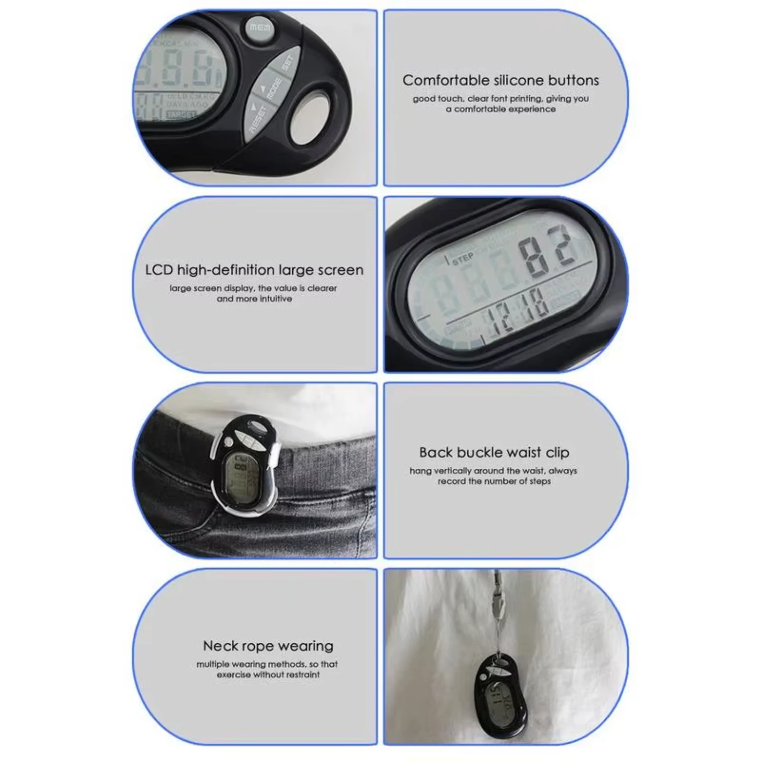 Odometer Walking Large Digital Display Pedometer Removable Clip Step Tracker Men Women Adults Seniors
