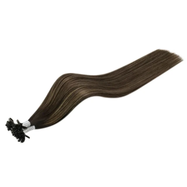 Full Shine 14"-22" Balayage Color U Tip Hair Glue Beads Prebonded Natural Remy Straight Human Hair Extensiones - Image 4