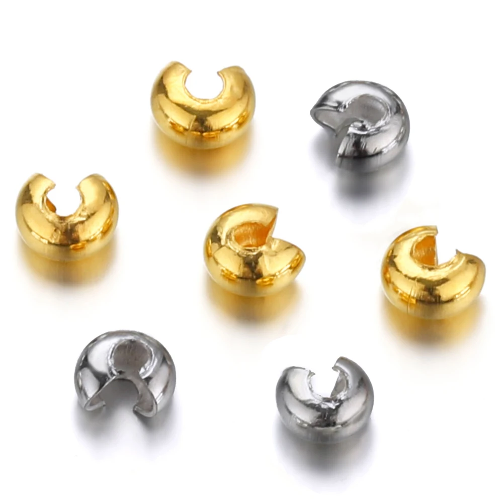 

50pcs Stainless Steel Round Covers End Crimp Beads Dia 2 3 4mm Stopper Spacer Beads for Diy Jewelry Making Findings Components