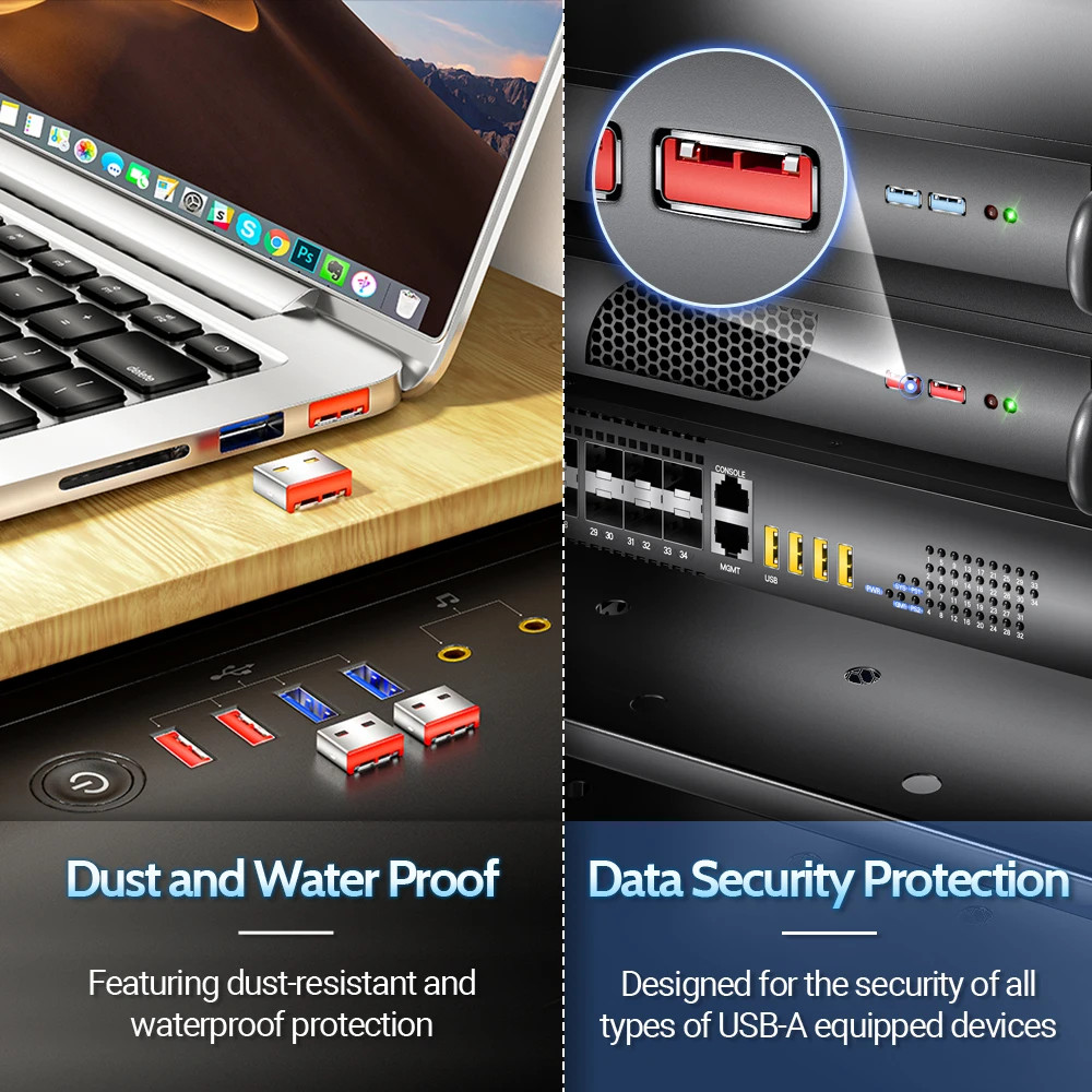 AMPCOM Detachable Carbon Steel USB Dust Plug and Security Lock