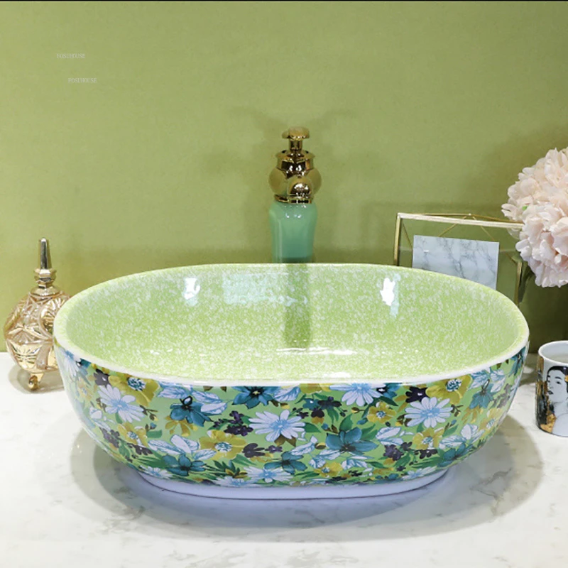 Luxury Ceramic Bathroom Sinks home Countertop Basin Washing Sink