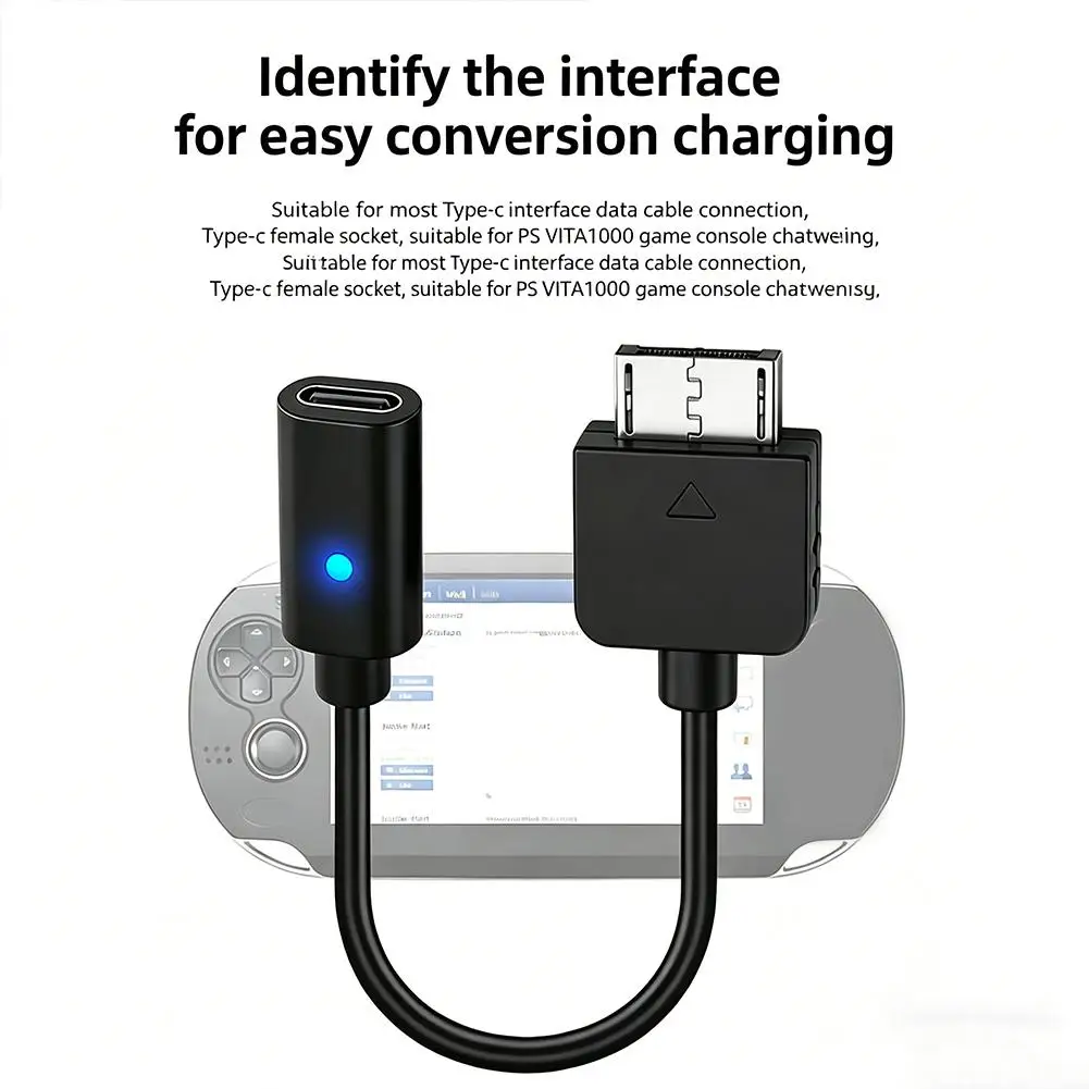 PS Vita 충전 케이블용 C형 여성 어댑터 검정색 10cm 게임 콘솔용 휴대용 짧은 충전기 데이터 동기화 라인