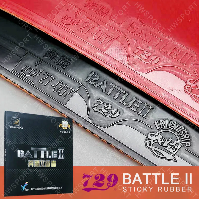 729 Friendship Battle 2 Table Tennis Rubber Sticky Ping Pong Rubber Sheet with Pre-tuned Orange Sponge
