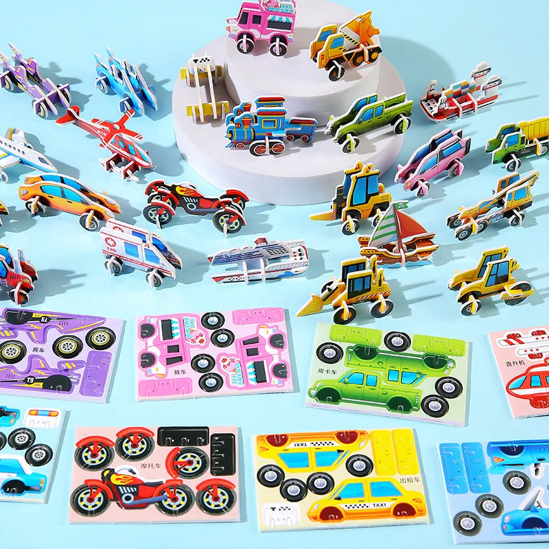 30Pcs Vehicle Car Jigsaw Foam Puzzle 3D Educational Toys Kids Birthday Party Favors Gift for Guests Goodie Bag Pinata Filler
