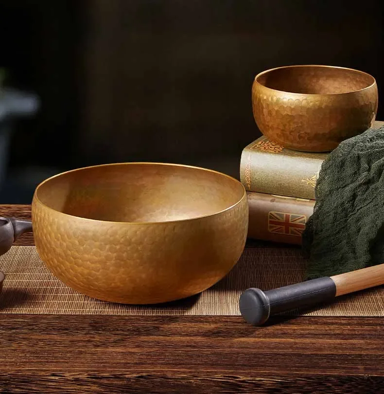 Description Picture 2 of itemBrass Bowl Sound Healing Instrument Handmade Tibetan Singing Bowl Large Mindfulness Spiritual Yoga Meditation Accessories