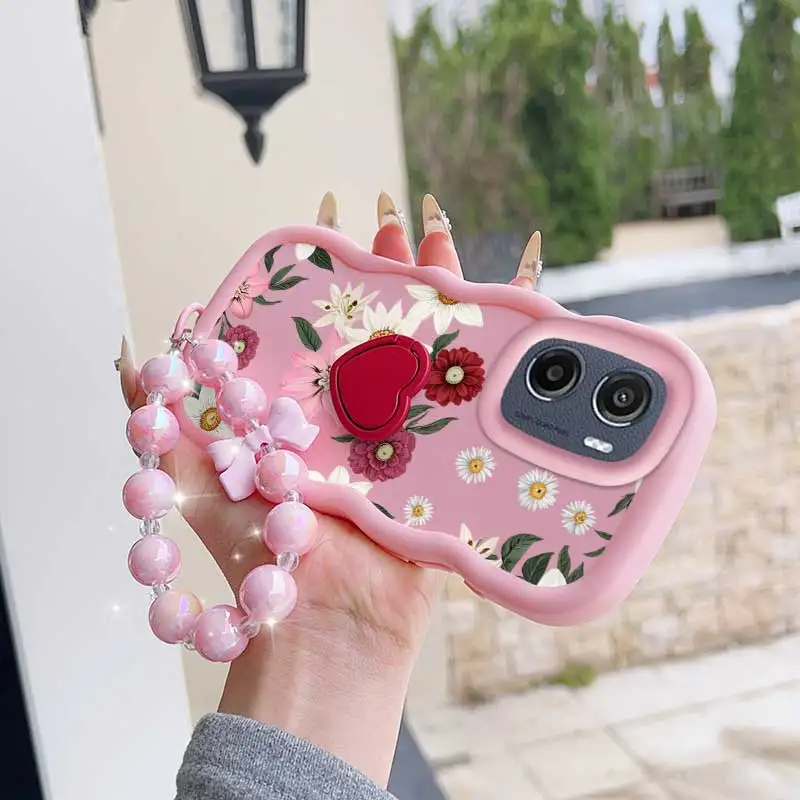 3-Piece Fragrant Flower Phone Case Set with Lanyard and Stand