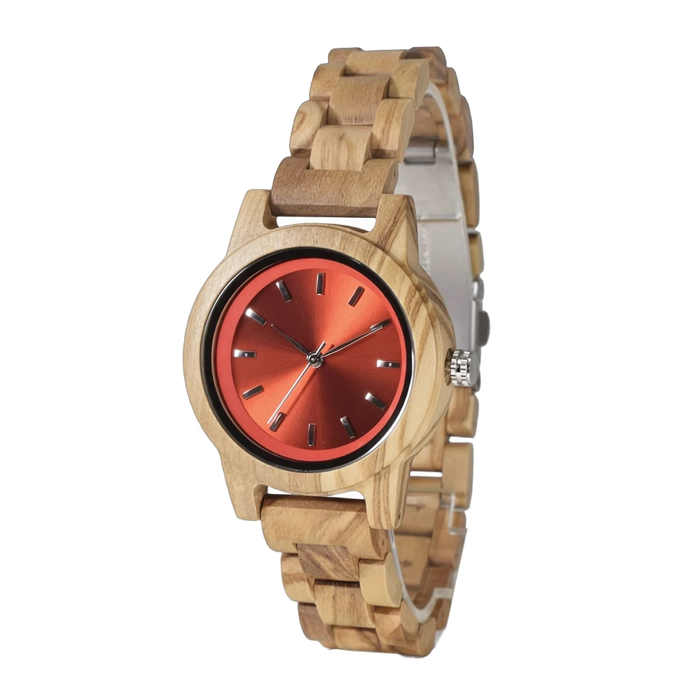 Women's Classic Minimalist Wood Strap Analog Wristwatch