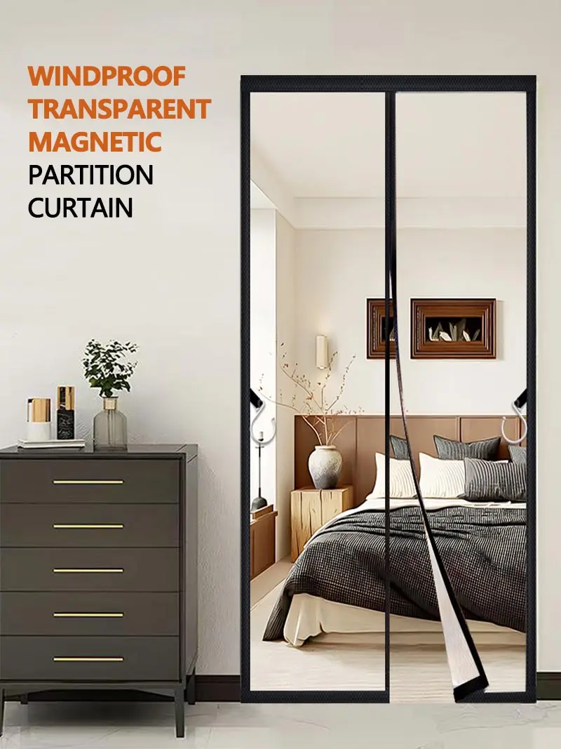 Winterlicher transparenter magnetischer wind- und warmer Türvorhang, kältebeständiges und versiegeltes Schlafzimmer, kein Luftleck, kein Stanzvorhang – Detail 1