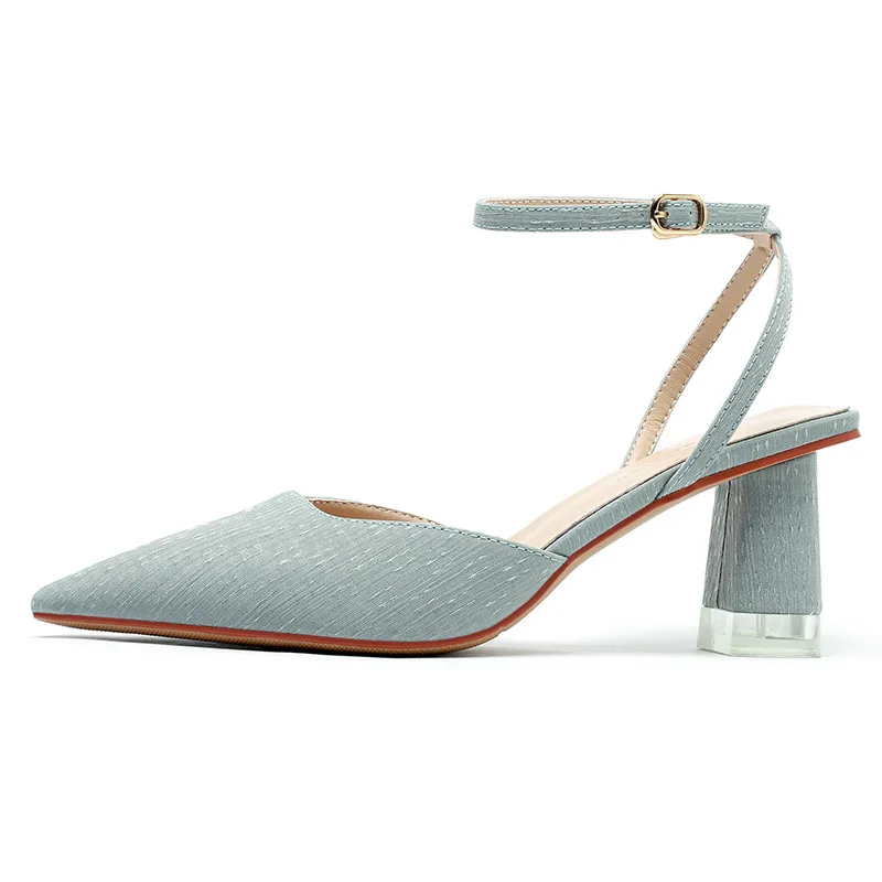 thumbnail image 1 of Zapatos de tacón alto con tiras cruzadas y punta puntiaguda para mujer de primavera 2022, 1 of 5