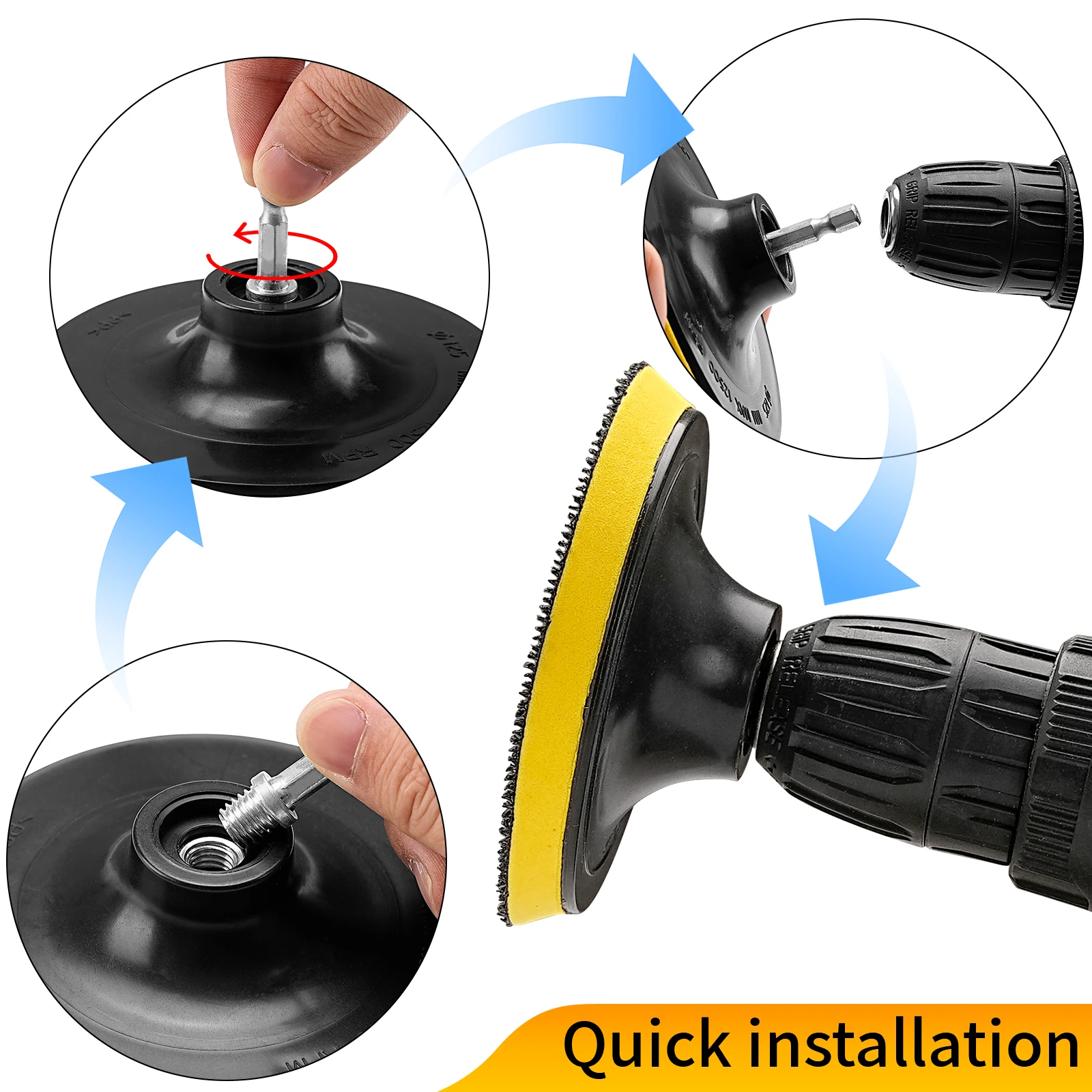 샌딩 디스크 백킹 패드 사포, 자체 접착 후크 루프 백킹 플레이트, 샌더용 연마 디스크, 3 인치, 4 인치, 5 인치, 6 인치, 7 인치
