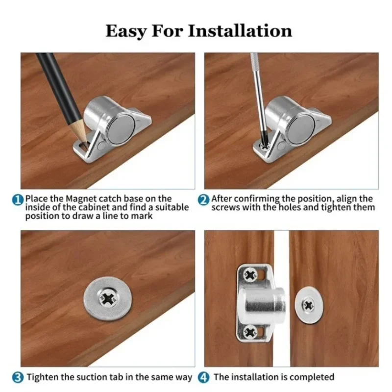 Alloy Magnet Door Catches Wardrobe Cabinet Drawer Door Stops Closer Furniture Hardware Kit Strong Magnetic Latches with screws magnetic cabinet catches,door closer,door catches,magnetic cabinet latches,cabinet door latch,door stops,cabinet door stop