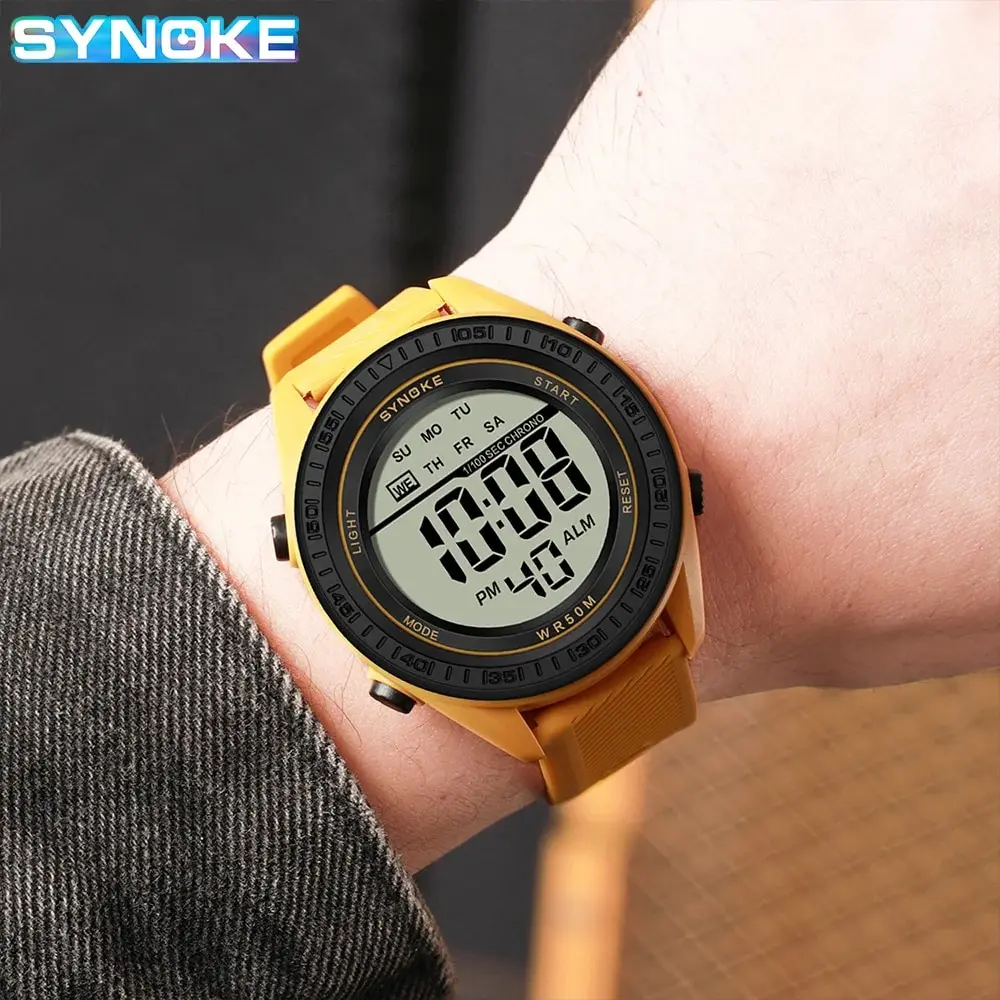 SYNOKE Watch Outdoor Sports Multifunctional Waterproof Shock Resistant Large Screen Display Luminous LED Digital Watch For Men 5
