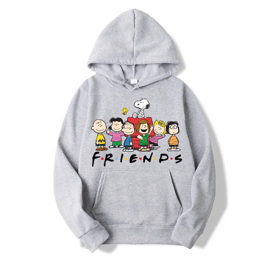 Пуловер Snoopy с логотипом друзей из мультфильма, Женский пуловер, весна-осень, Мужская Толстовка Оверсайз 2024, Повседневная Толстовка для пар, одежда, топы