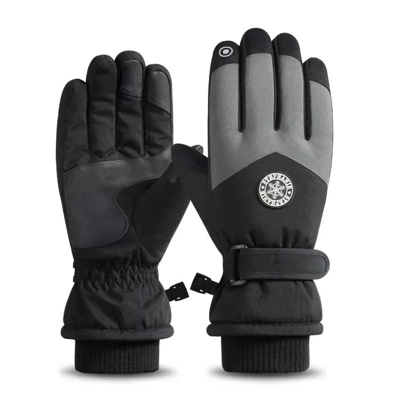 Touch Screen Round Label Ski Winter Outdoor Warm Sports Waterproof Non-slip Piled Thickened Warm Gloves
