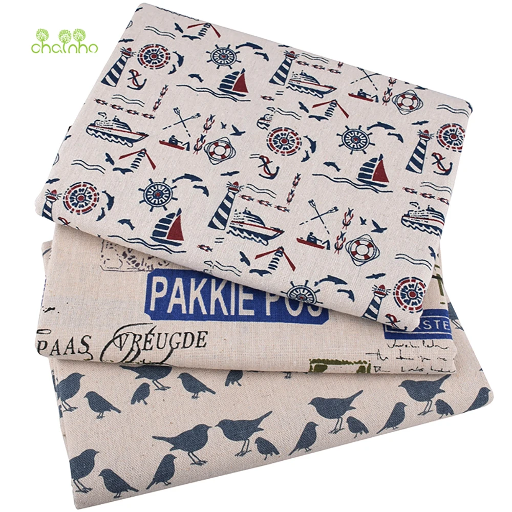 Chainho,Printed Cotton Linen Fabric,DIY Sewing Quilting Material,Cloth For Table,Sofa,Curtain,Bag,Cushion,Furniture Cover,15CL10