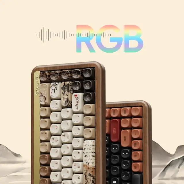 Akko MU01 Mountain Seclusion Wooden Mechanical Keyboard RGB Hot 