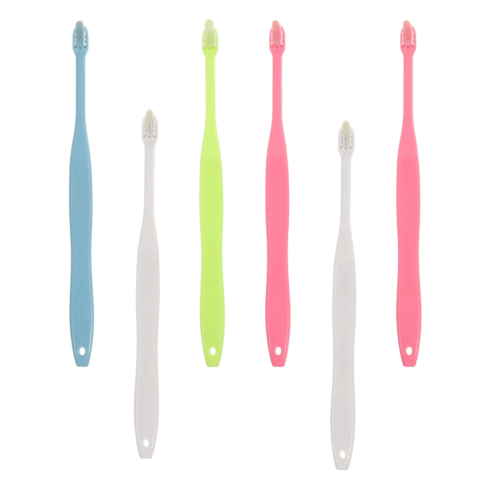 6Pcs 교정용 칫솔 절묘한 플라스틱 손잡이 작은 브러시 헤드 효율적인 구강 청소 도구 테이퍼형 치간 청소 도구