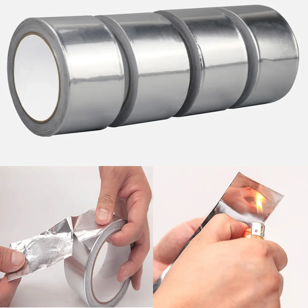 

Aluminum Foil Butyl Rubber Tape Self Adhesive High Temperature Resistance Waterproof For Roof Pipe Repair Stop Leak 1 Roll 20M