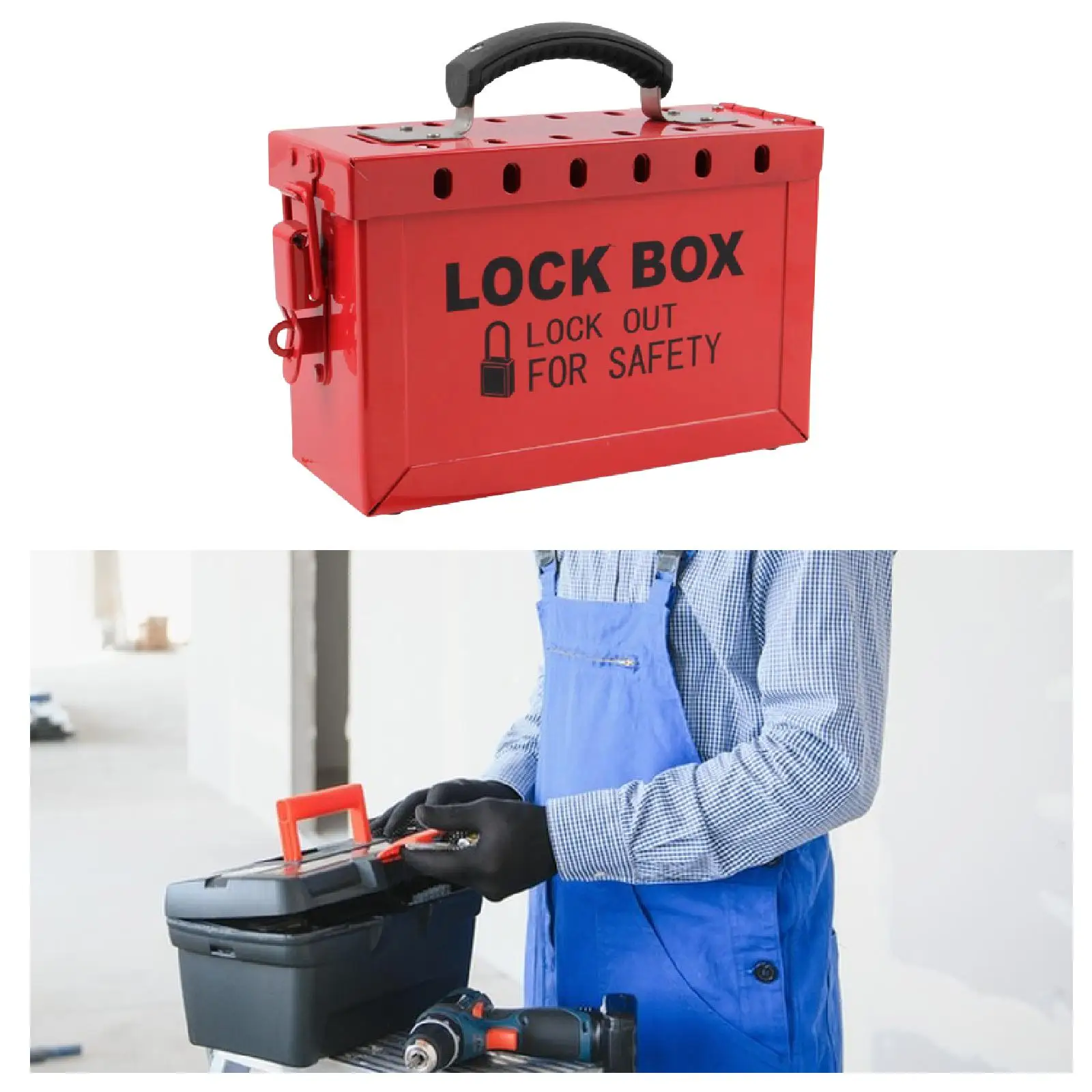 Lock Box Efficiency Lightweight Convenient Red Lockout Tagout Box Lockout Box Padlock Box for Car Factory Device Management