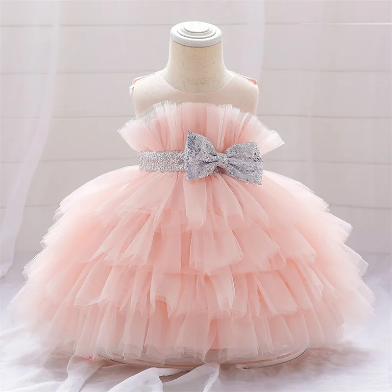 Baby Girl Dress MQATZ Summer Dress 1 Year Puffy Pink Kids Bow Christening Princess Brithday Vestidos Toddler Children Baptism Baby Girl Clothes
