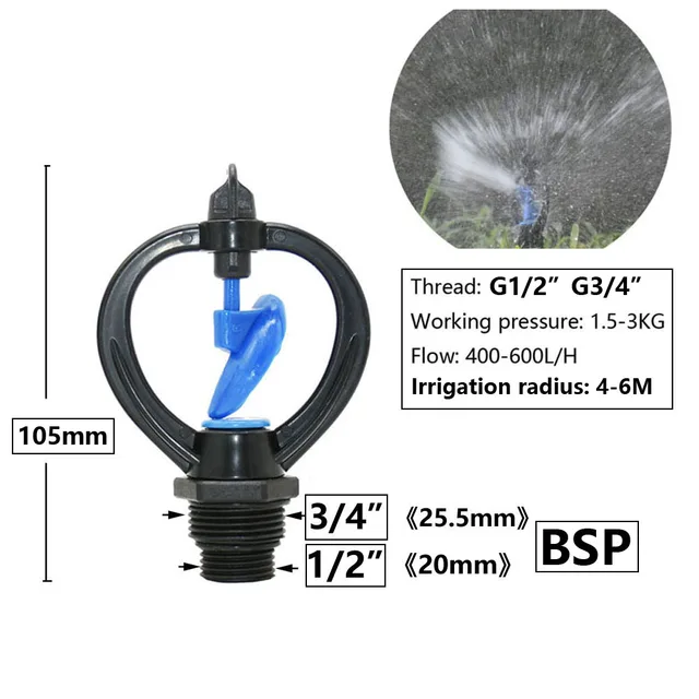Kerti Gyep Forgó Sprinkler 1/2 "3/4" Férfi Szál Szórási Fúvóka 360 Fokos Automatikus Öntözés - Image 4