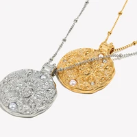 E.B.belle Sun Expression Pendant Necklace With Zircon Special Design Personalized Stainless Steel Women's Waterproof Jewelry