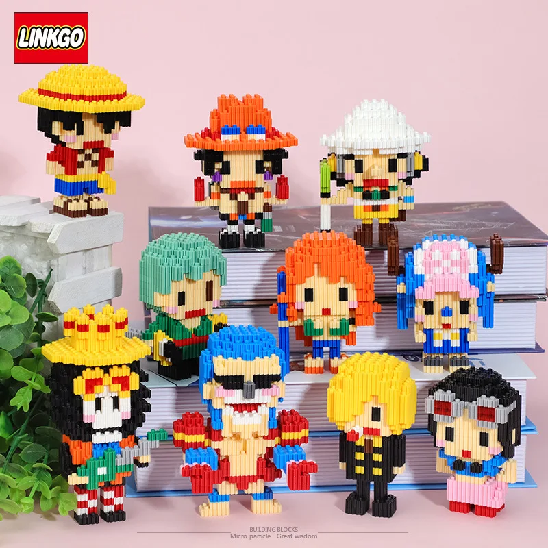 

200pcs+ One Piece Anime Building Blocks Kakashi Luffy Gaara Chopper Model Connection Mini Brick Figures Toys for Children