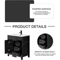 30" Bathroom Vanity with Sink Combo, Painted Modern Bathroom Storage Cabinet with Ceramic Sink, Two Doors and Three Drawers 2
