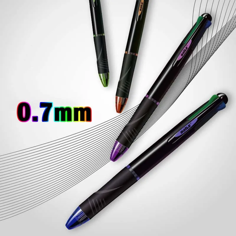 4 In 1 Multicolor Ballpoint Pens 0.7mm Business Office Signature Tools School Students Writing Supplies Korean Kawaii Stationery