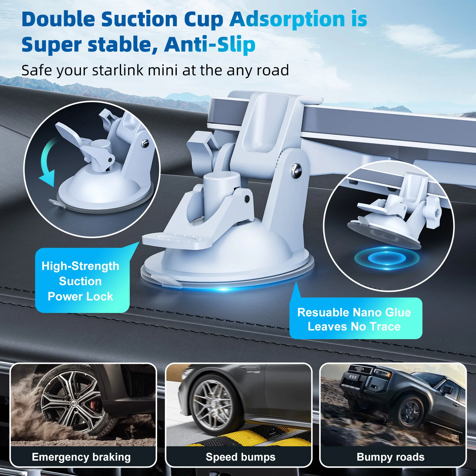 Suction Cups and Brackets 4 Suction Cups 2 Brackets for Starlink Mini Mount on RVs, Boats