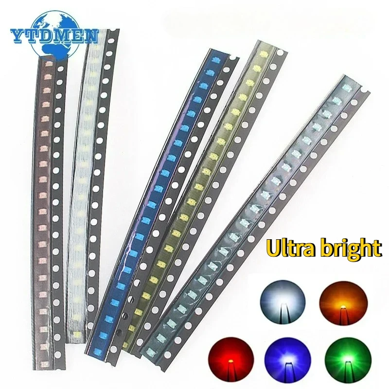SMD LED 100pcs 0805 Ultra Bright Light Emitting Diode Assorted Kit Red Blue Yellow White Green DIY