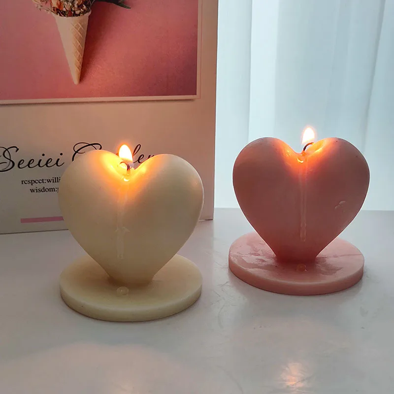 3D Love Candle with Base Silicone Mold Handmade Heart-Shaped Aromatherapy  Soap Plaster Decoration Valentine's Day Gifts Making - AliExpress