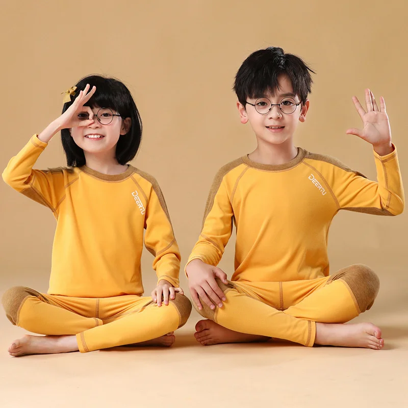 Thermal Underwear for Boys children clothes children underwear suits Fleece 37&deg;C Constant Temperature Warm Two Pieces Children Winter Clothes Set Teenage Kids Long Johns