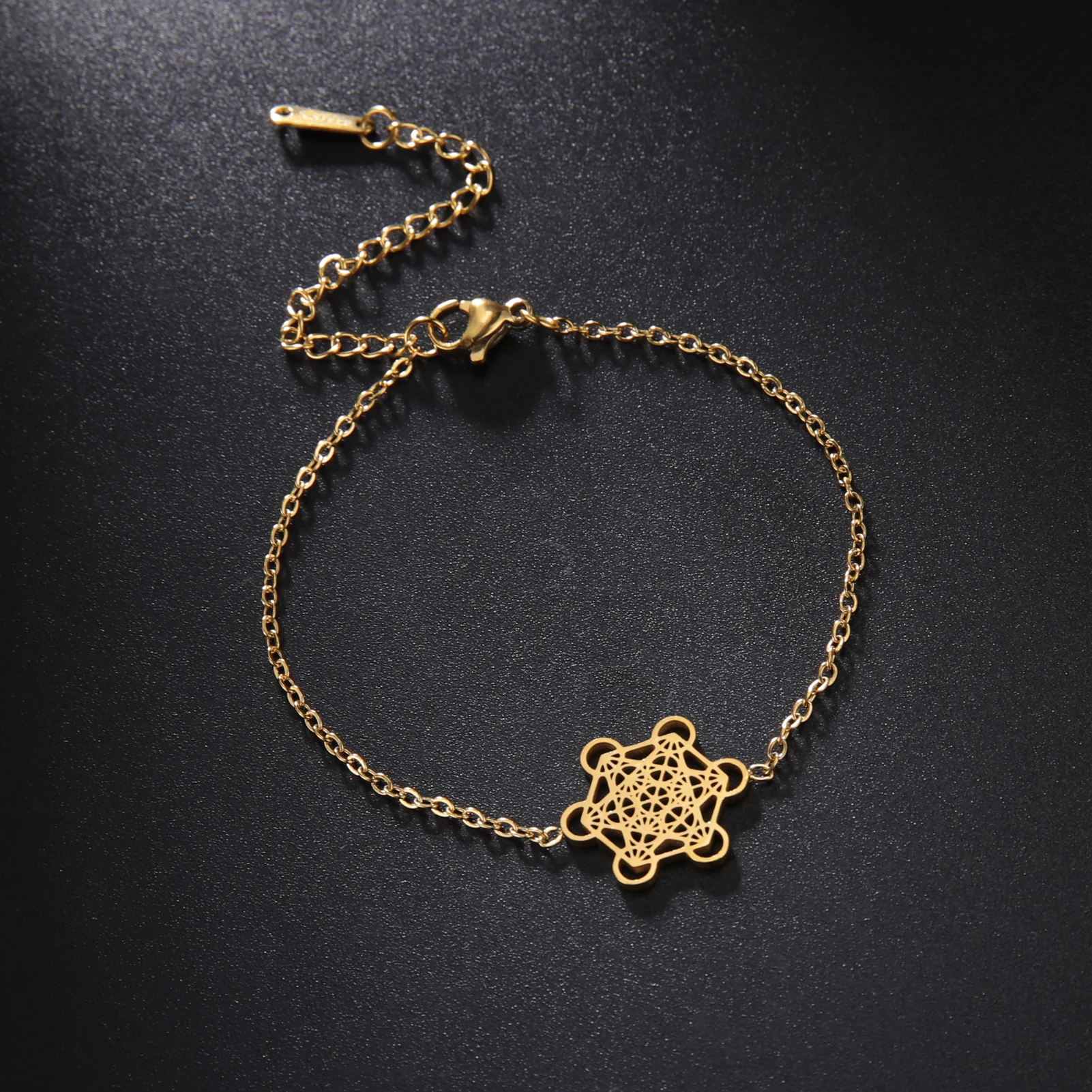 Bracelet Jewelry Skyrim Archangel Metatron Cube Bracelets Women Men Sacred Geometry Box Chain Bracelet Stainless Steel Amulet Religious Jewelry