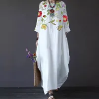 Floral Print Midi Dress Independent Sleeve Knee-Length Women's Clothing Casual Elegant Style Large Size Available