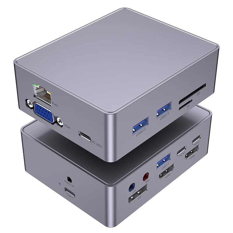 Usb c Hub Thunderbolt Dock hd tipo c Docking Station 2x Hdmi para Laptop Macbook Pro Macmini Hub Superfície Acessórios para pc 17 em pd