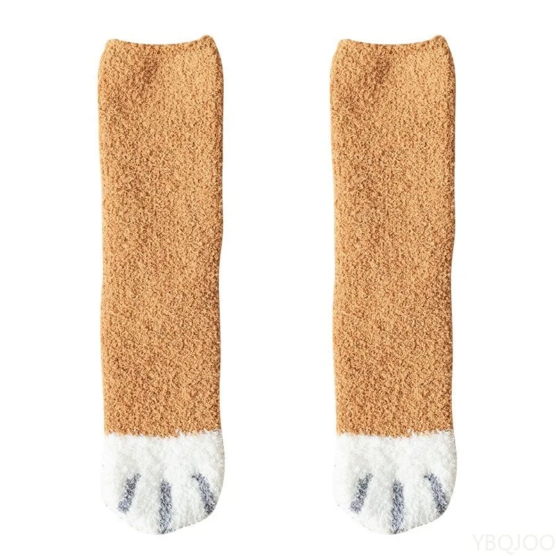 6 Paar Plüschsocken für Damen, Korallenvlies, Herbst und Winter, dick, warm, lange Strümpfe, Katzenkrallen, süß, vielseitig für den Heimgebrauch – Detail 7