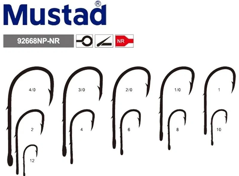 Original Mustad 10 Packungen Mustad Doppel-Stachelhaken zum Angeln mit lebendem Köder, 92668, Haken aus Kohlenstoffstahl, Aal-Angelhaken – Detail 1