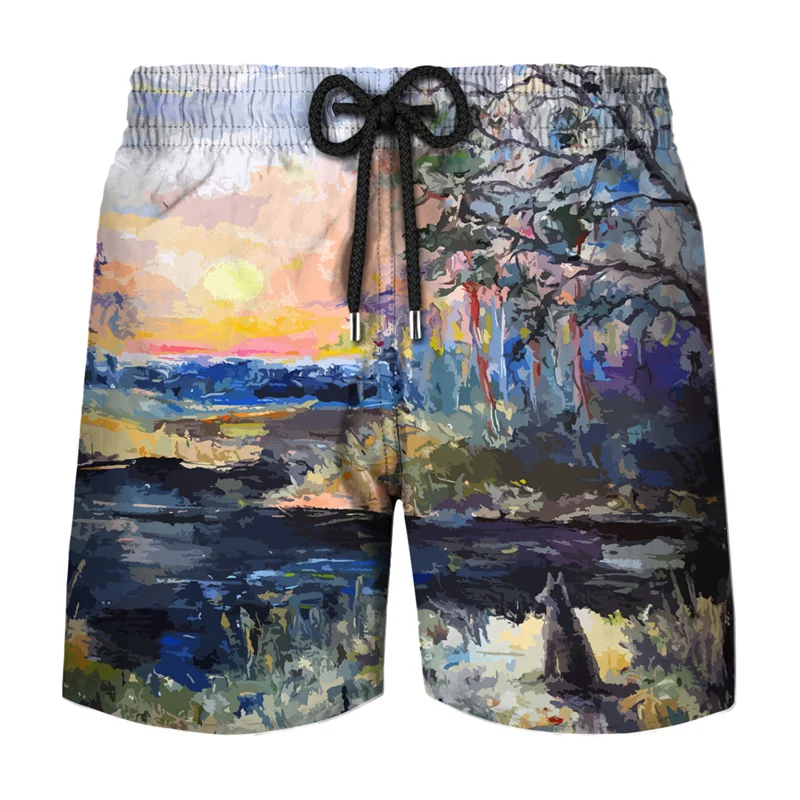 

3d Art Painting Print Short Pants For Men Women Swim Trunks Swimwear Men's Summer Surf Board Shorts 2023 Beach Shorts Clothing